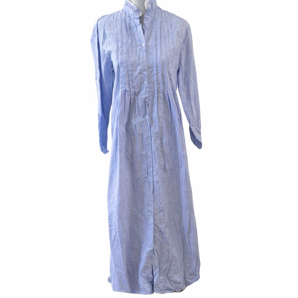 Lewis Frimel Blue Cotton Lace Trim Button Nightgown Cottagecore S